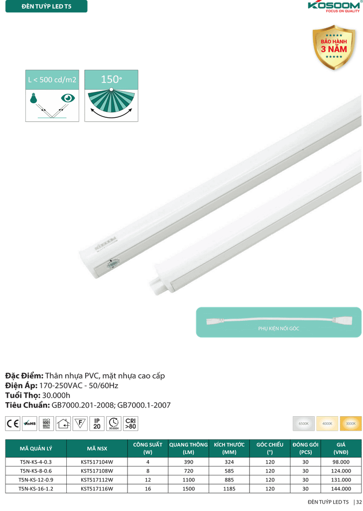 đèn tuýp led kosoom