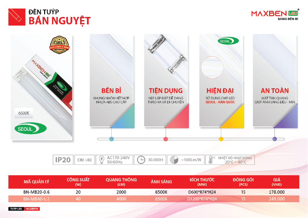 đèn led tuýp maxben