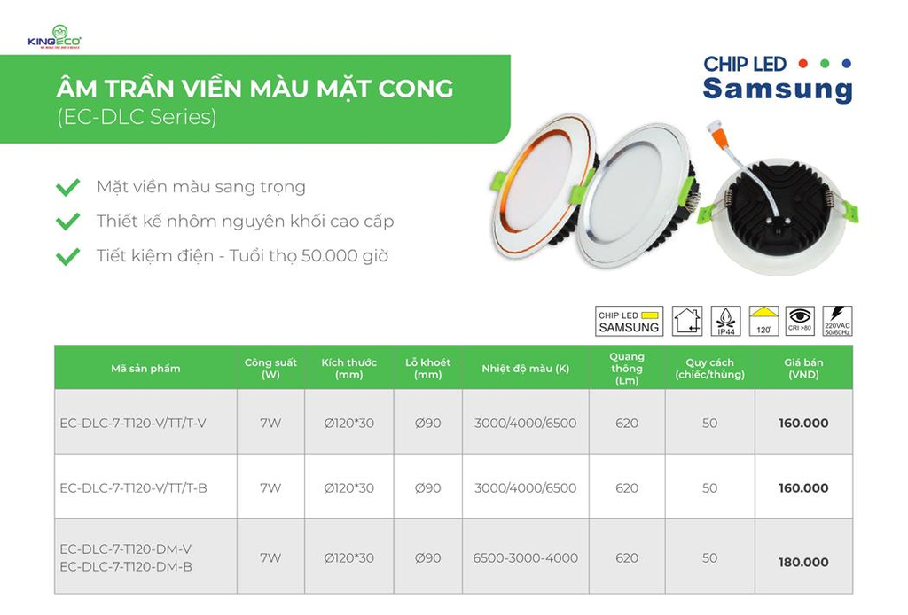 đèn led âm trần kingeco
