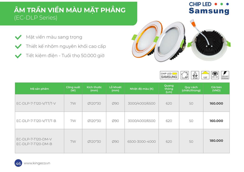 đèn led âm trần kingeco