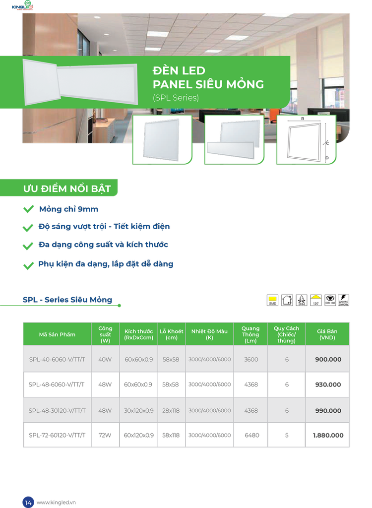 đèn led panel kingled