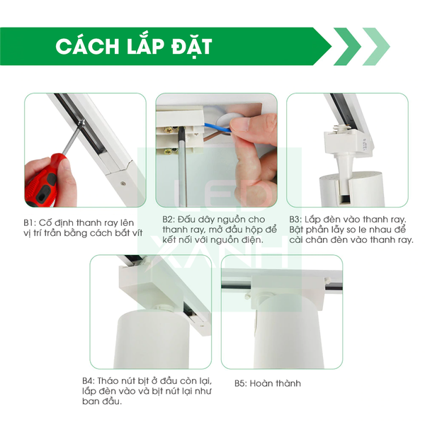 lắp đặt thanh ray đèn led