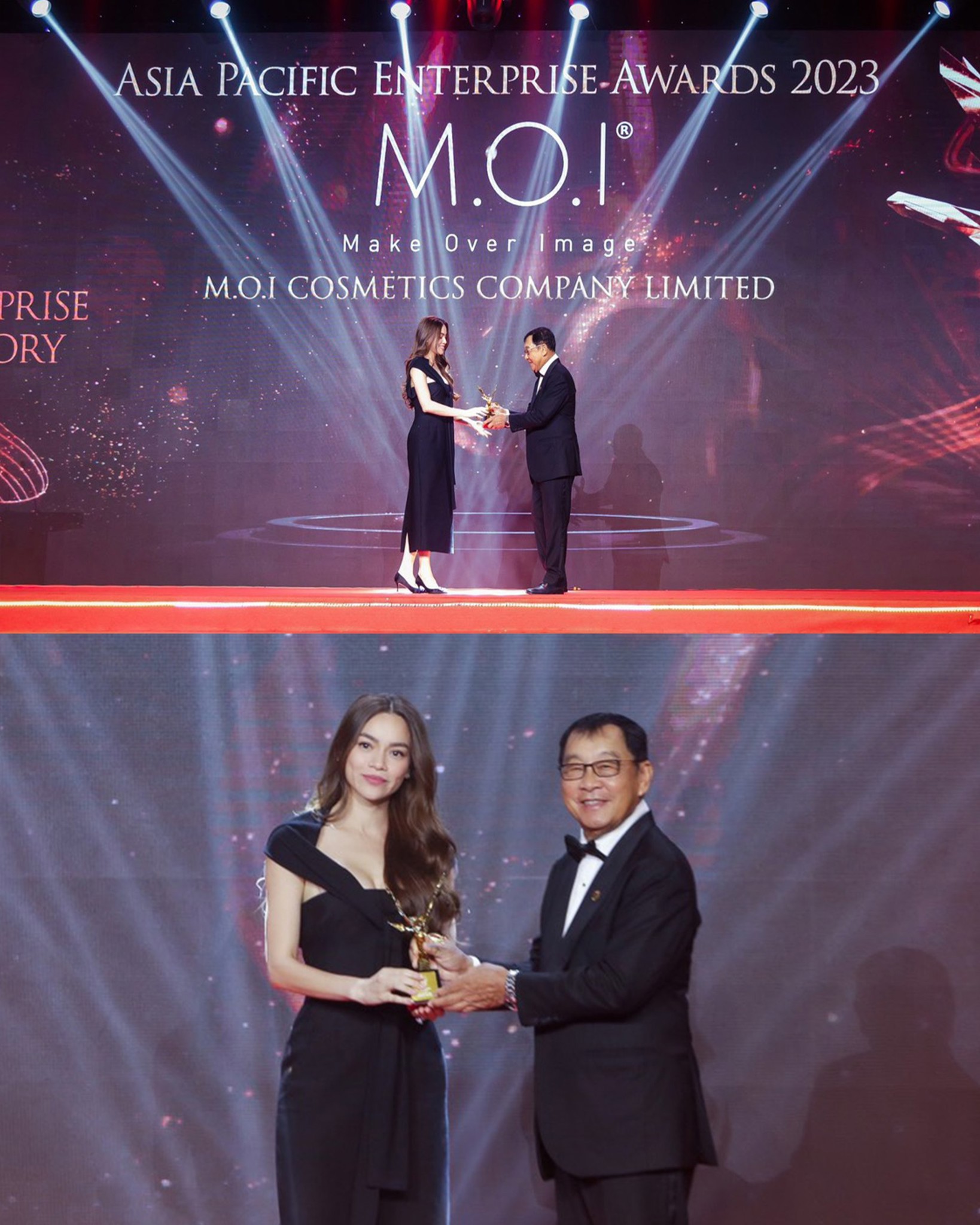 Nhà sáng lập - Giám đốc sáng tạo M.O.I Cosmetics ca sĩ Hồ Ngọc Hà nhận giải  “Fast Enterprise Award - Doanh nghiệp tăng trưởng nhanh”.