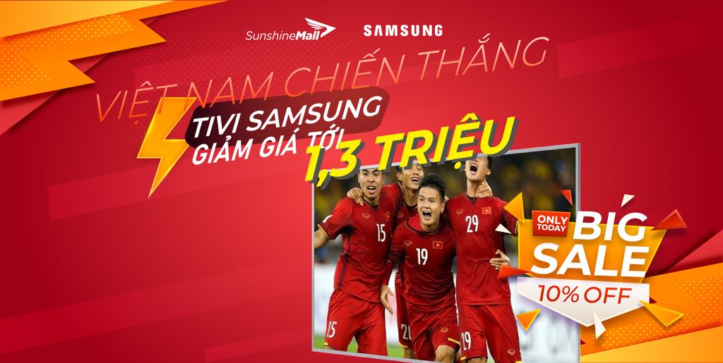 VIỆT NAM CHIẾN THẮNG 4-0 INDONESIA, SUNSHINEMALL GIẢM GIÁ TIVI SAMSUNG CỰC SỐC