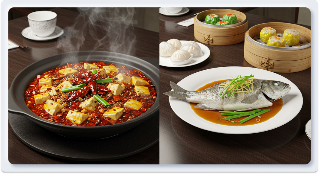 Phân Biệt Ẩm Thực Tứ Xuyên và Quảng Đông: Cay Nồng Hay Thanh Ngọt?