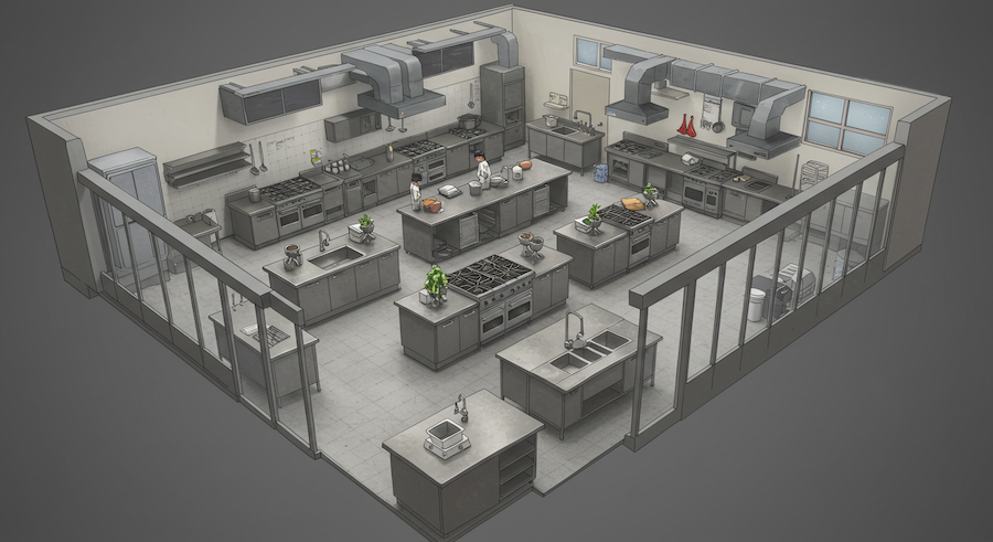 Thiết Kế Bếp Ăn Trường Học: Tiêu Chuẩn Nào Cho An Toàn & Tiết Kiệm?