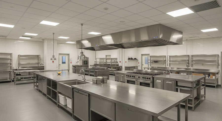 Thiết Kế Bếp Ăn Trường Học: Tiêu Chuẩn Nào Cho An Toàn & Tiết Kiệm?