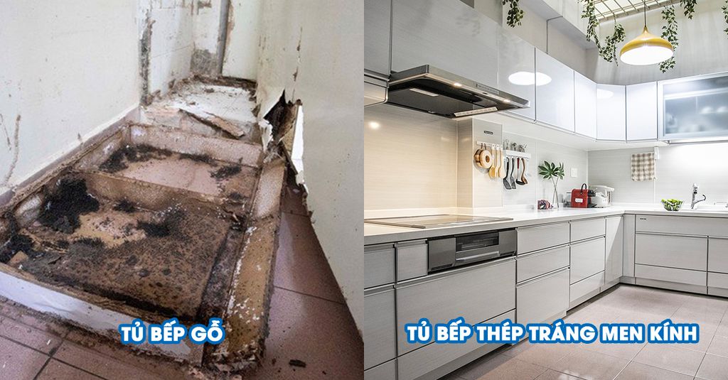 4 điểm khác biệt rõ rệt giữa tủ bếp thép tráng men kính và tủ bếp gỗ