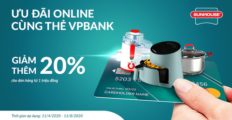 Ưu đãi online cùng thẻ VPBank giảm 20% tại sanhangtot.com từ 11/4 đến 11/8/2020