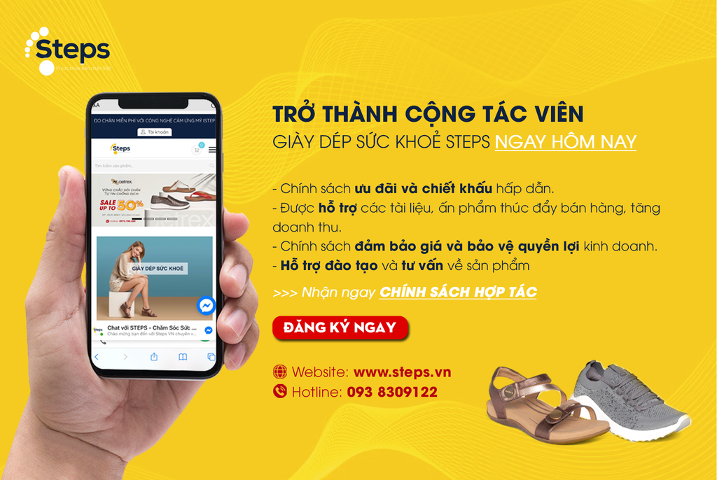 TÌM ĐẠI LÝ PHÂN PHỐI TOÀN QUỐC - ĐỒNG HÀNH CÙNG THƯƠNG HIỆU GIÀY DÉP SỨC KHỎE STEPS