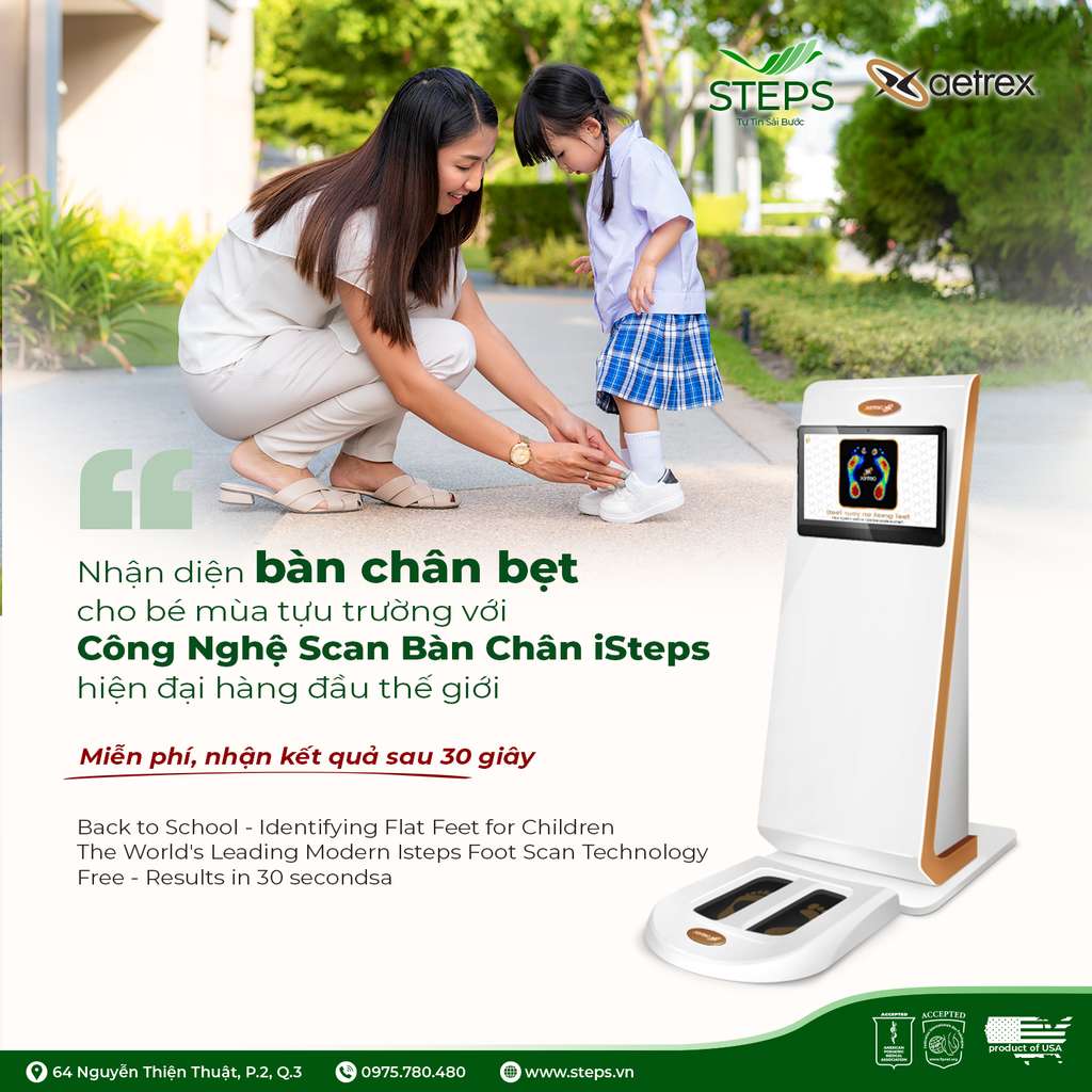 Kiểm Tra Bàn Chân Bẹt Cho Bé Miễn Phí Bằng máy Quét Bàn Chân Istep Công Nghệ Đến Từ Mỹ