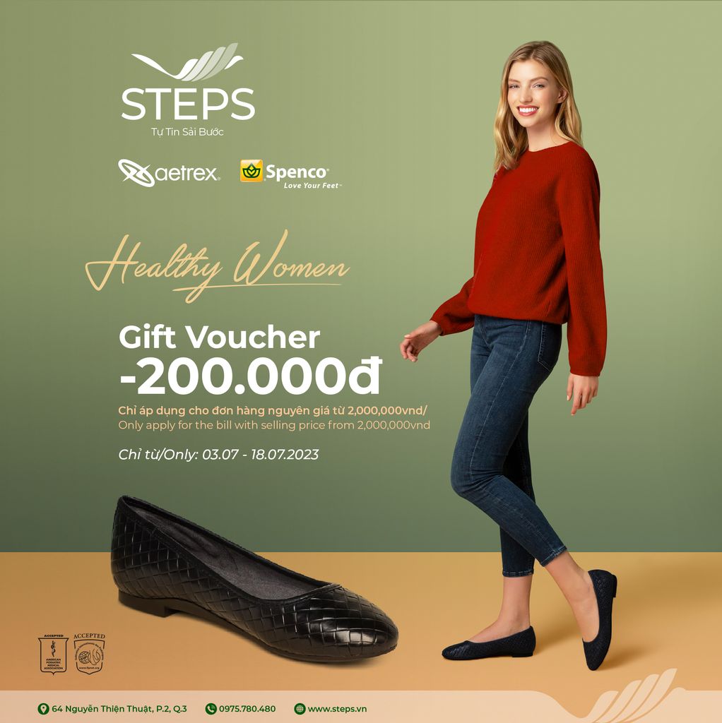 Chương trình mua hàng GIẢM NGAY 200.000đ cực hot từ cửa hàng Giày Dép Sức Khỏe Steps