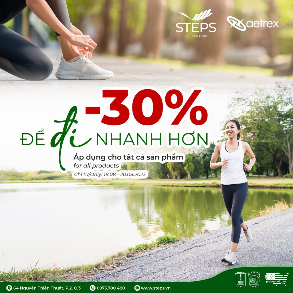 Khuyến Mãi Đặc Biệt Tháng 8 - GIẢM 30% Tất Cả Các Sản Phẩm Giày Dép & Lót Giày Chỉnh Hình