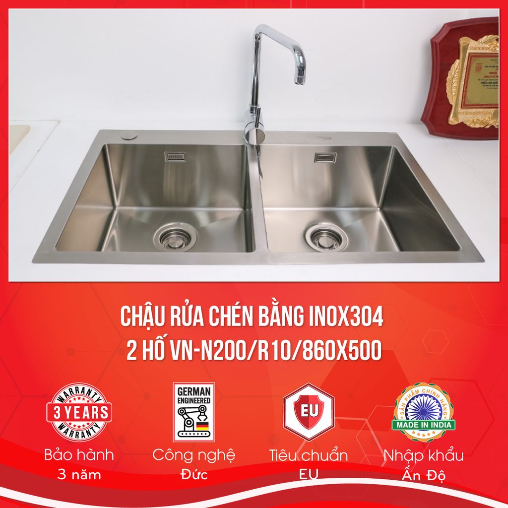 chậu rửa chén bằng inox304 Carysil VN-N200