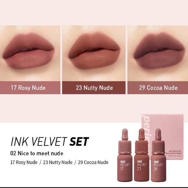 Set Son Kem Peripera Ink Velvet Set Nice To Meet Nude Lam Th O Cosmetics