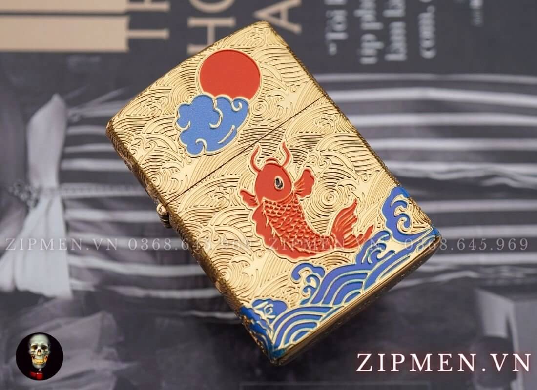 Bật lửa zorro cá chép nguyệt thực vang mỹ kí cao cấp | Zorro chính hãng
