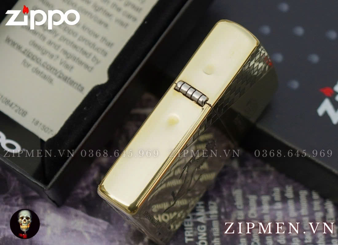 Hộp quẹt zippo usa chính hãng logo Ferrari