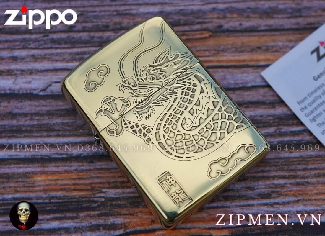 zippo armor chủ đề rồng vàng