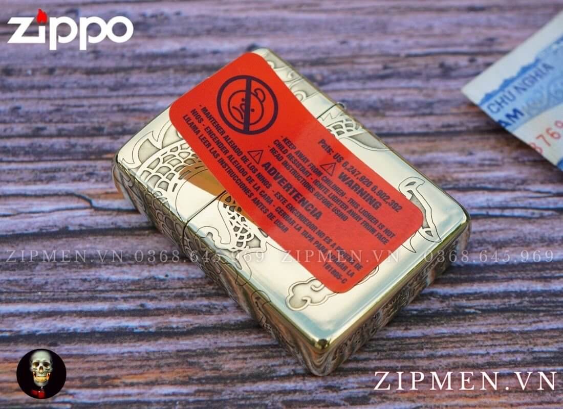 zippo armor chủ đề rồng vàng