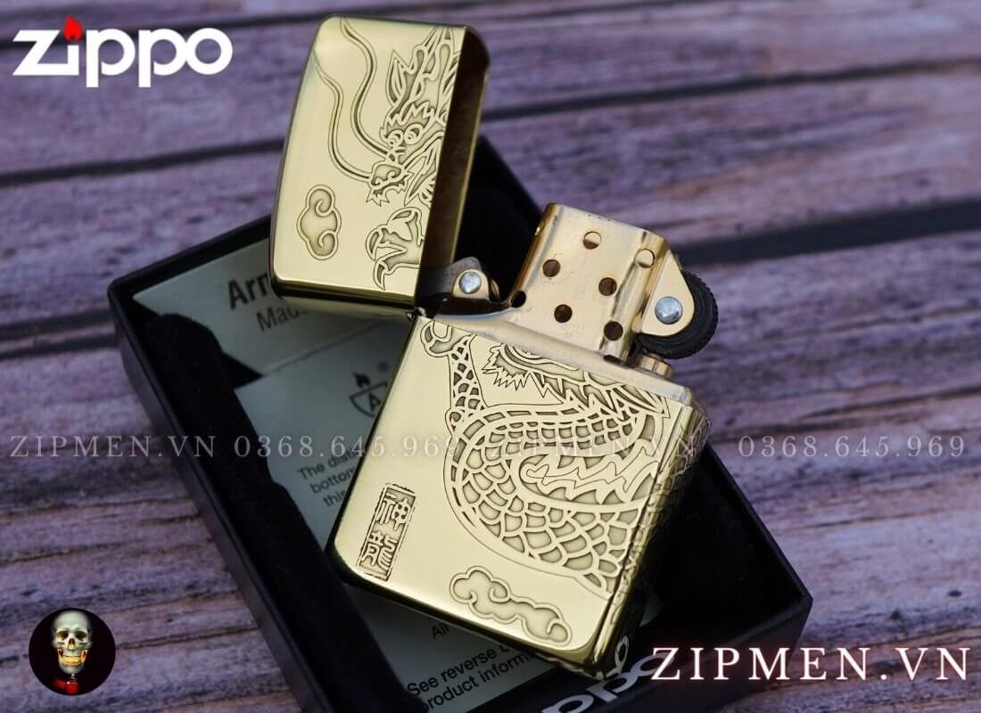 zippo armor chủ đề rồng vàng