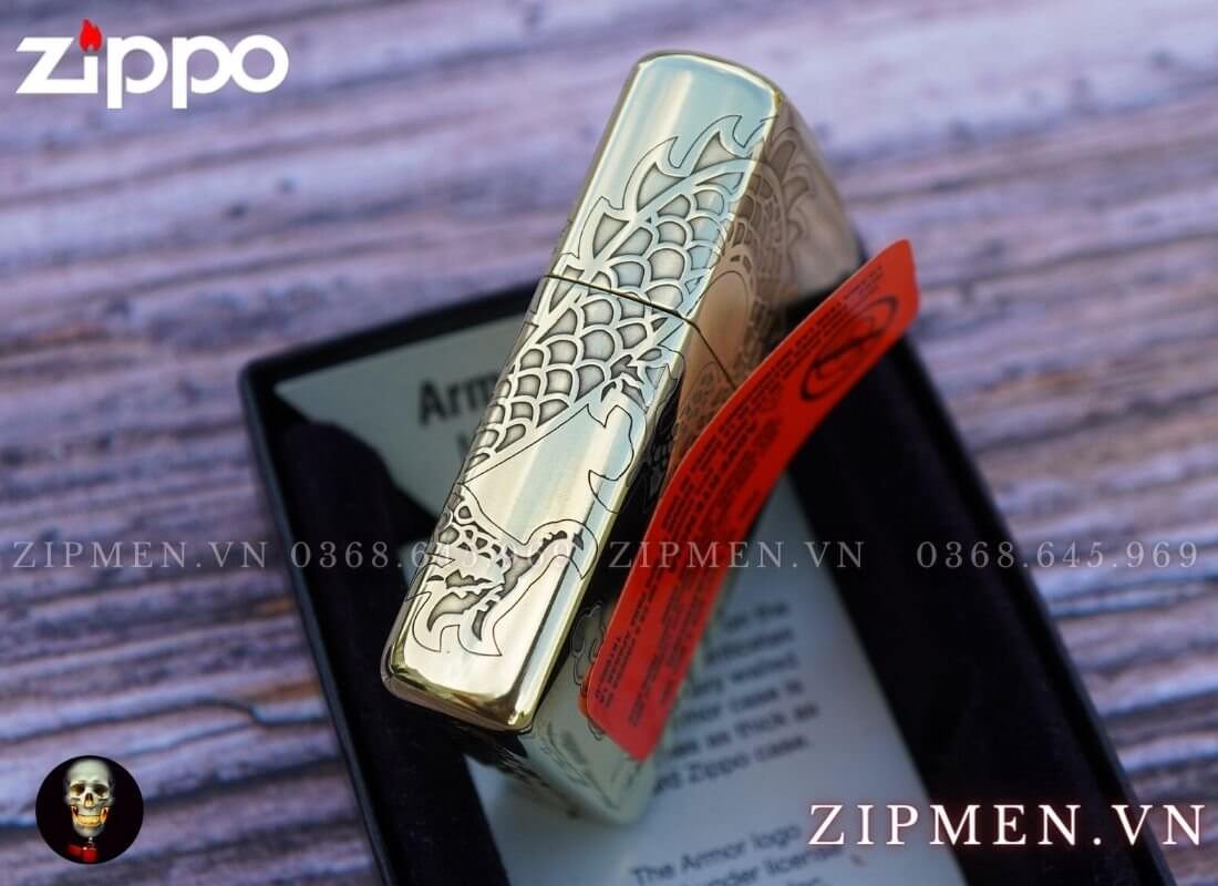 zippo armor chủ đề rồng vàng