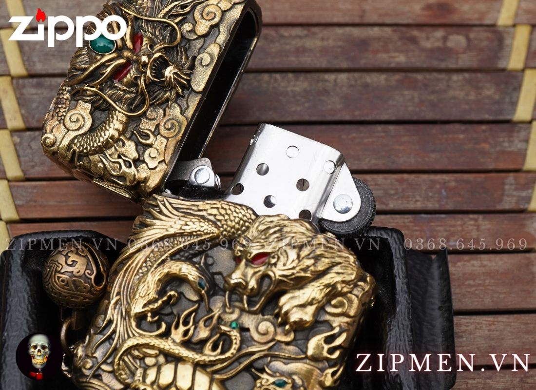 zippo cao cấp xuất Nhật chủ đề tứ linh