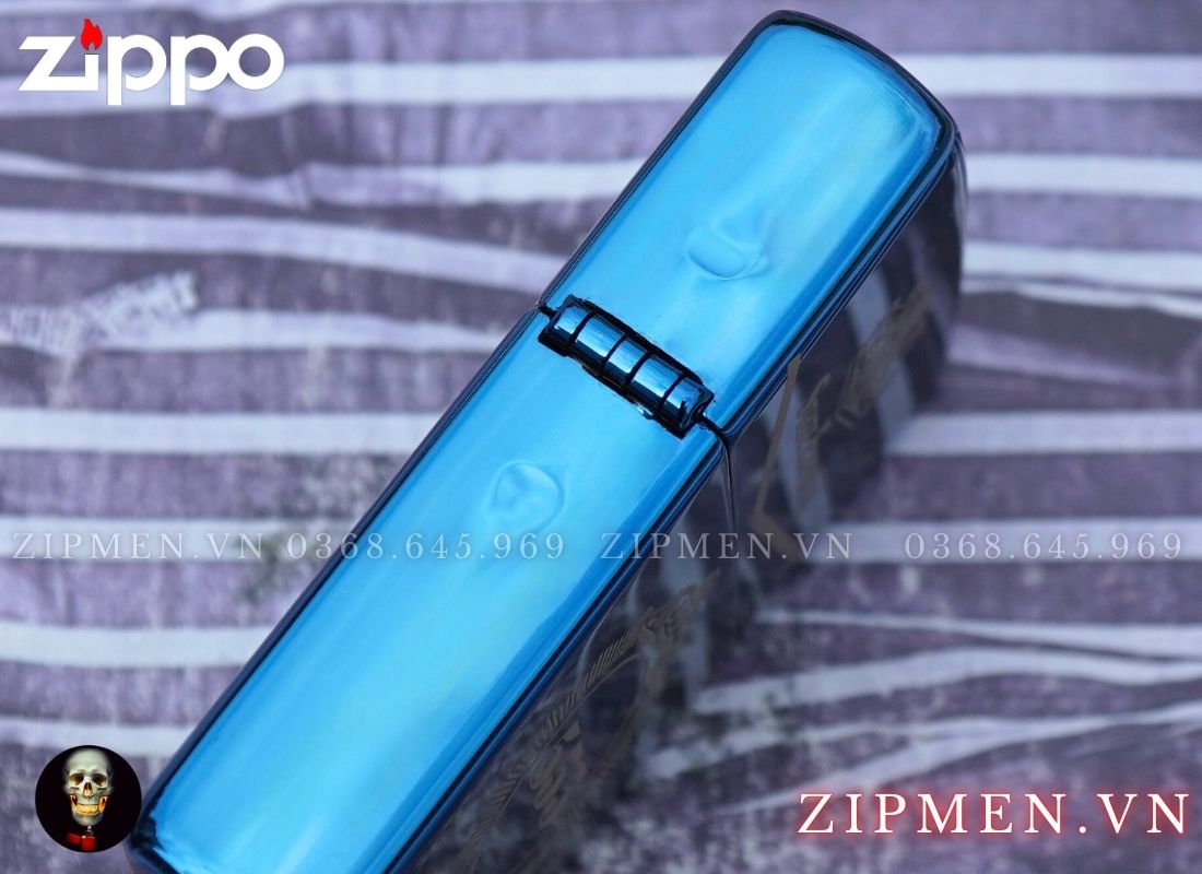 Bật lửa zippo USA logo 555 màu xanh saphire