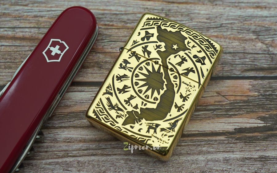 Bật lửa Zippo chủ đề trống đồng và bản đồ Việt Nam