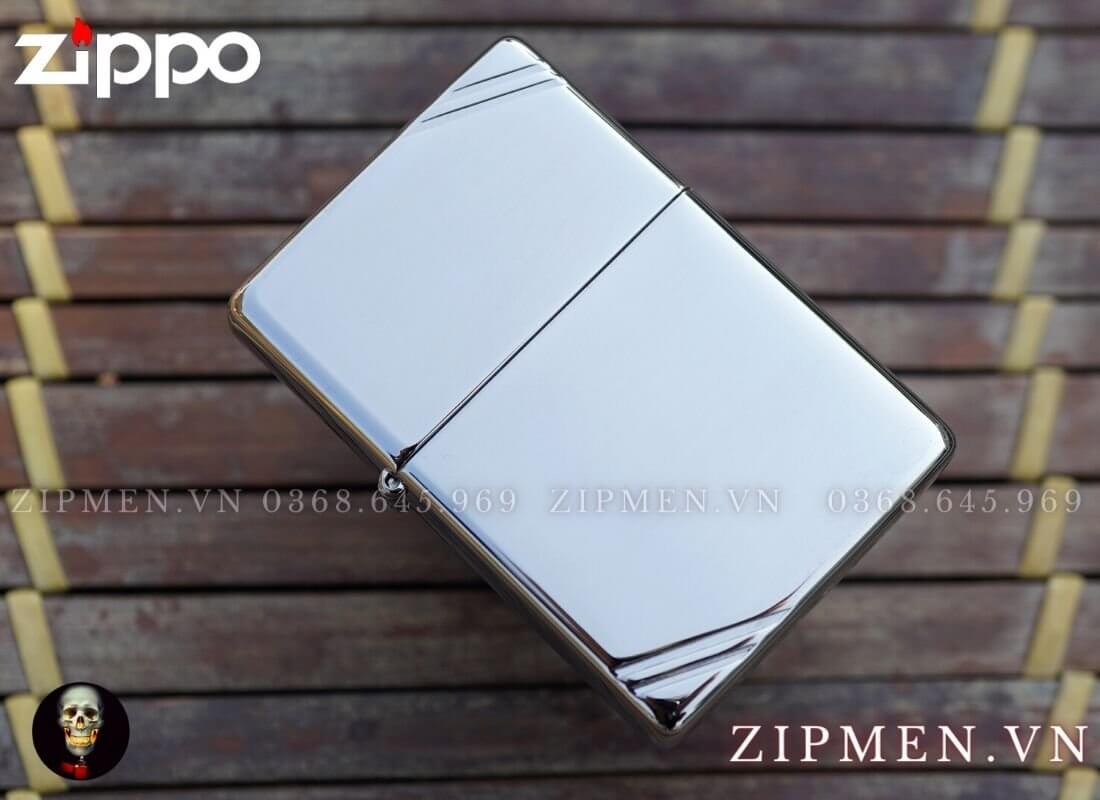 Bật lửa zippo usa trắng bóng góc | Bật lửa zippo cao cấp chính hãng