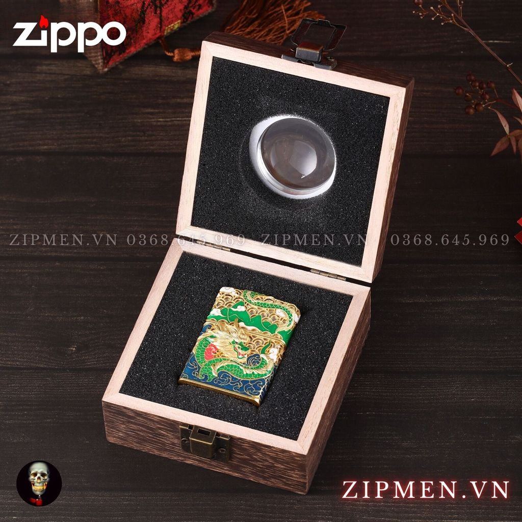 Bật lửa zippo xuất Nhật chủ đề rồng xanh