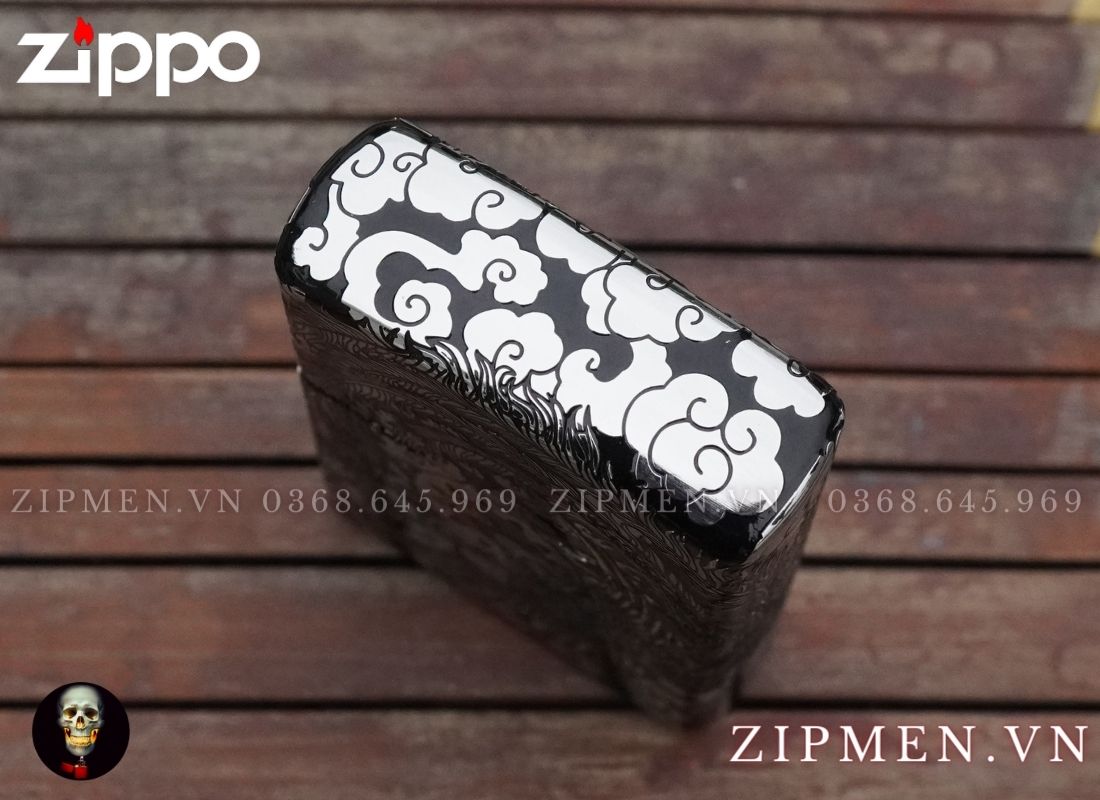 Bật lửa zippo xuất Nhật bọc thép trắng chủ đề chim phượng hoàng