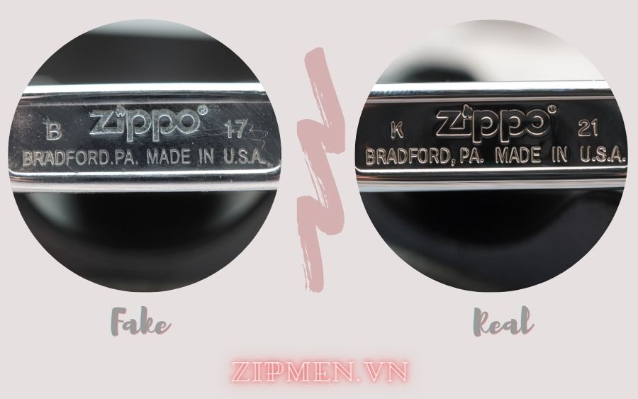 So sánh mộc đáy Zippo thật và Zippo giả