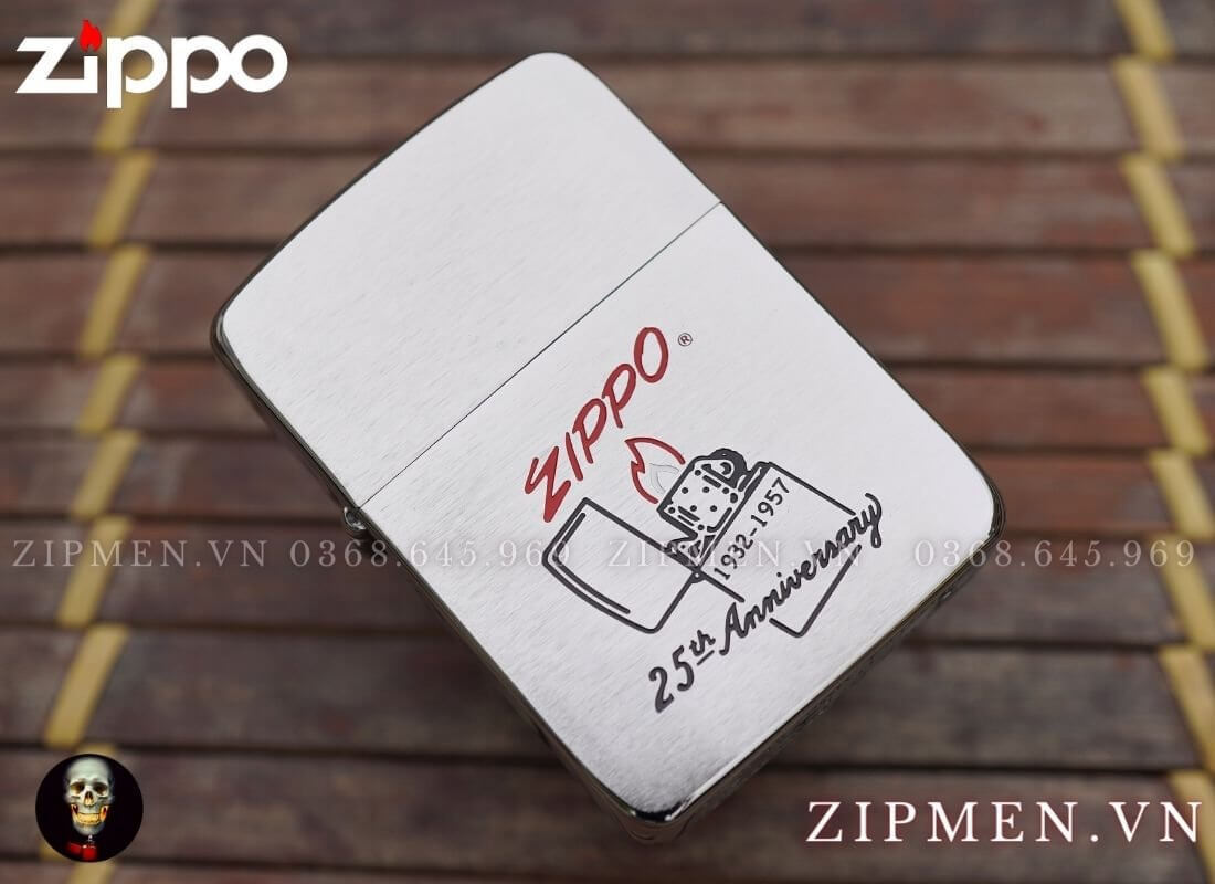 Hộp quẹt zippo replica tái bản 1941 chủ đề 25th anniversary | Bật lửa zippo cao cấp
