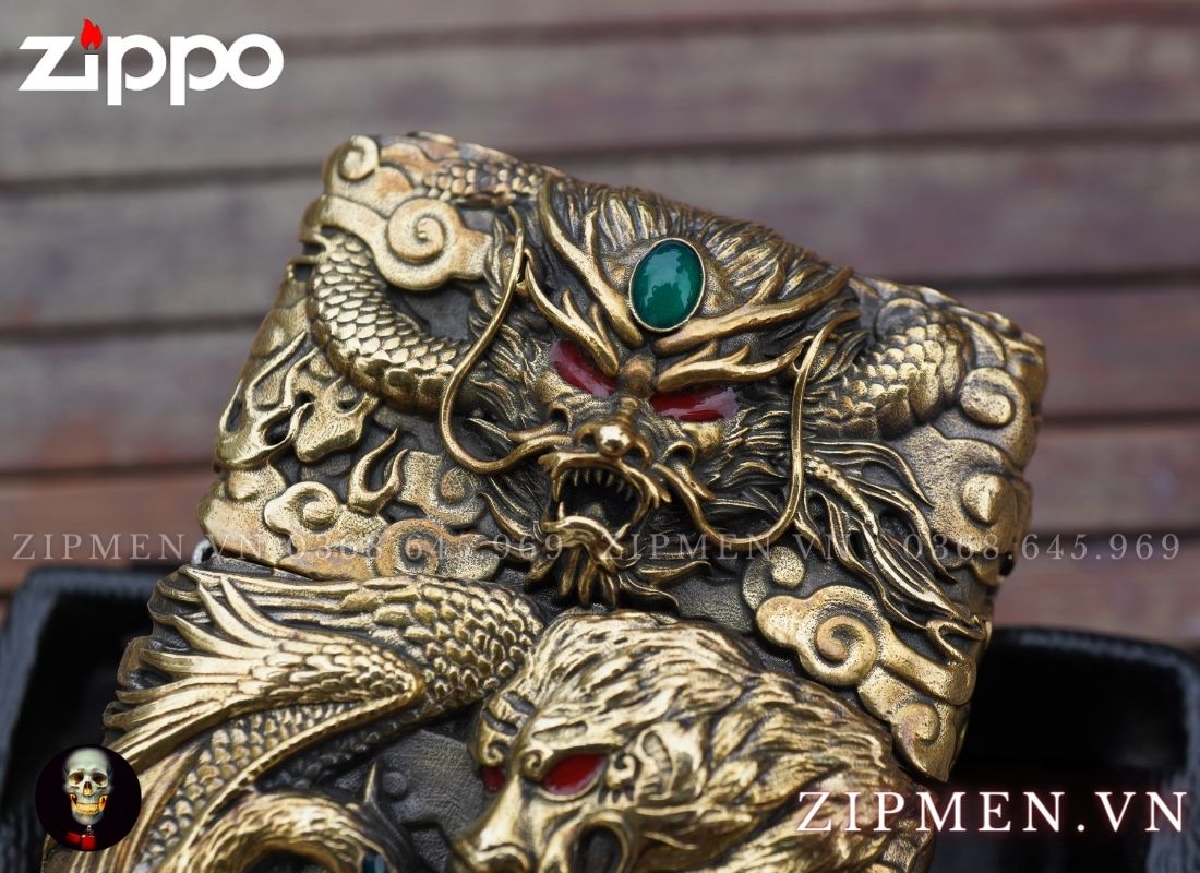 zippo cao cấp xuất Nhật chủ đề tứ linh