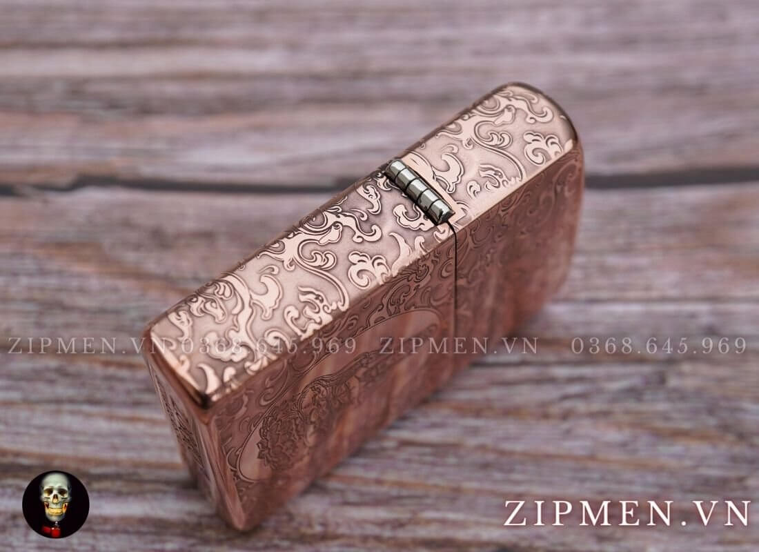 Hộp quẹt zorro copper đồng đỏ nguyên chất chủ đề quan âm bồ tát | Hộp quet chính hãng