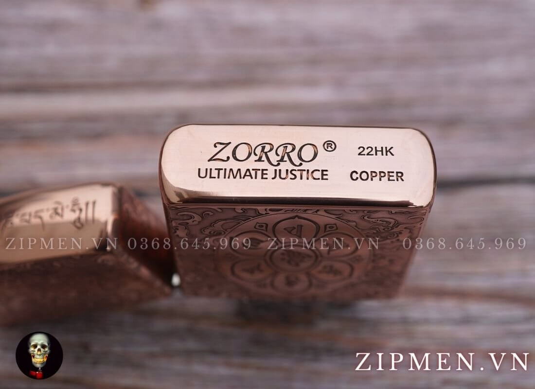 Hộp quẹt zorro copper đồng đỏ nguyên chất chủ đề quan âm bồ tát | Hộp quet chính hãng
