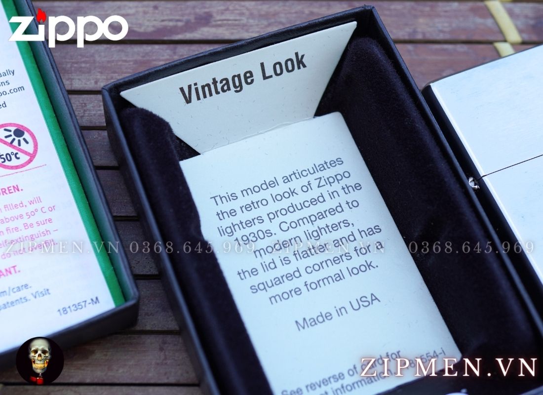 Zippo vintage 1937 trắng nhám trơn