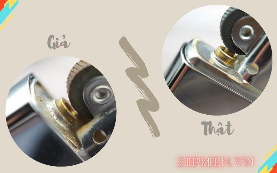 Cổ đá Zippo real và fake