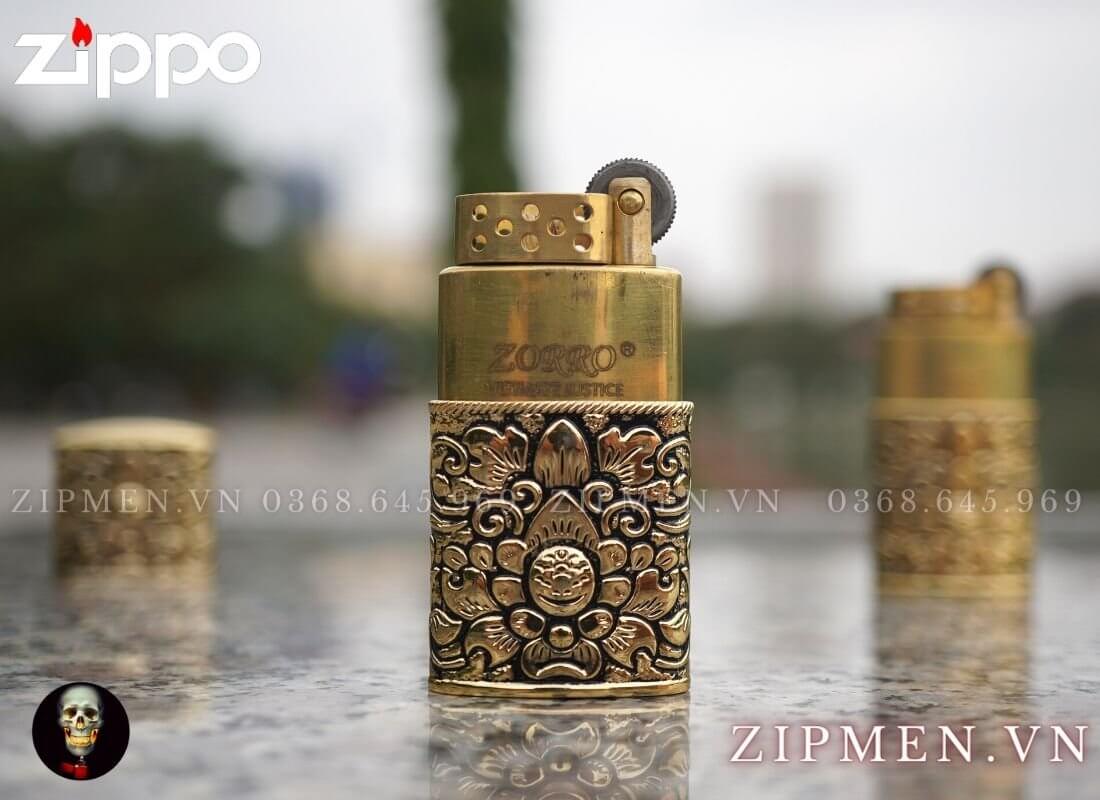 Bật lửa zorro hoài cổ màu vàng cao cấp giá rẻ | Bật lửa zorro Hồng Kông chính hãng
