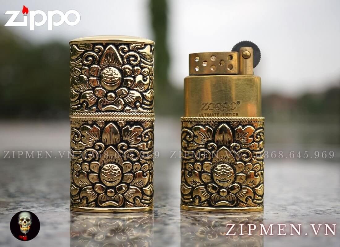 Bật lửa zorro hoài cổ màu vàng cao cấp giá rẻ | Bật lửa zorro Hồng Kông chính hãng