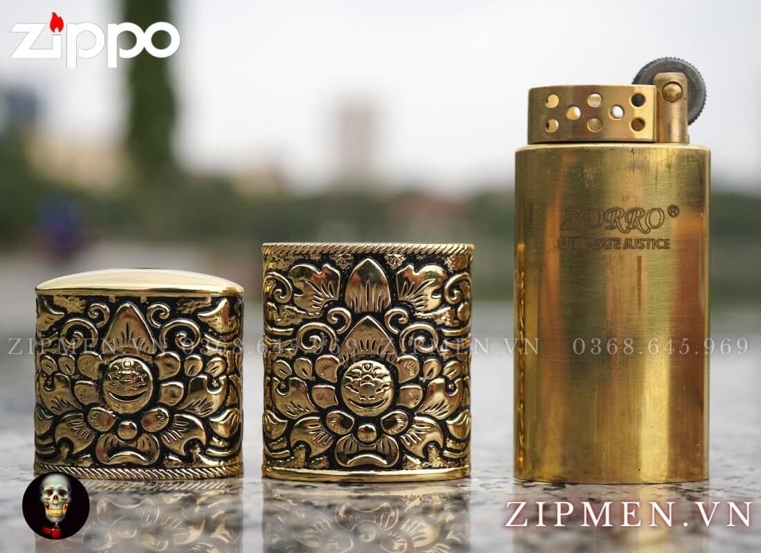 Bật lửa zorro hoài cổ màu vàng cao cấp giá rẻ | Bật lửa zorro Hồng Kông chính hãng