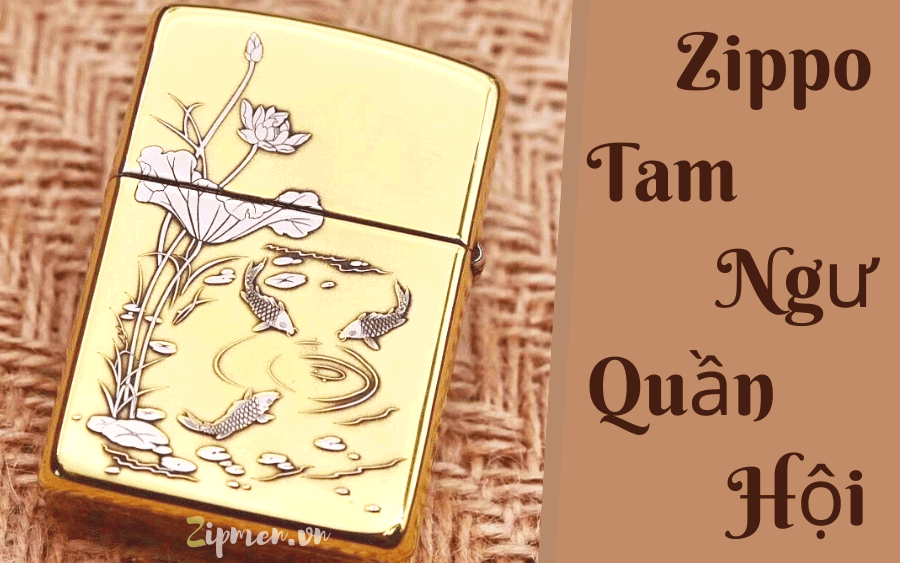 mặt sau Zippo armor cá chép hoa sen
