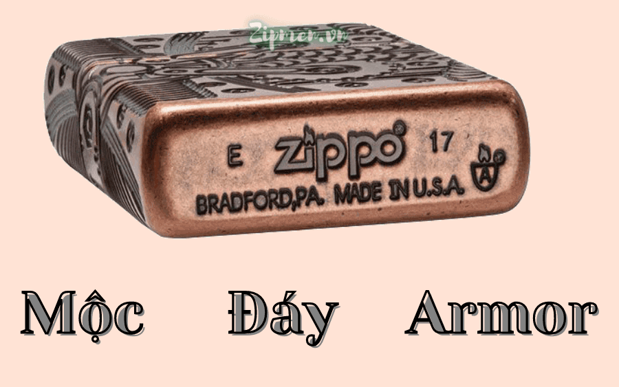 Mộc đáy zippo armor antique copper