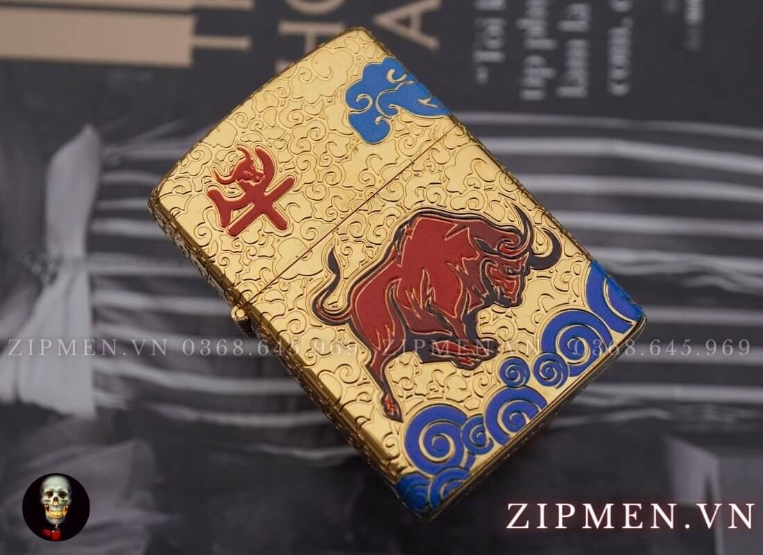 Bật lửa zorro hồng kông chủ đề trâu vàng cao cấp | Zorro trâu vàng chính hãng