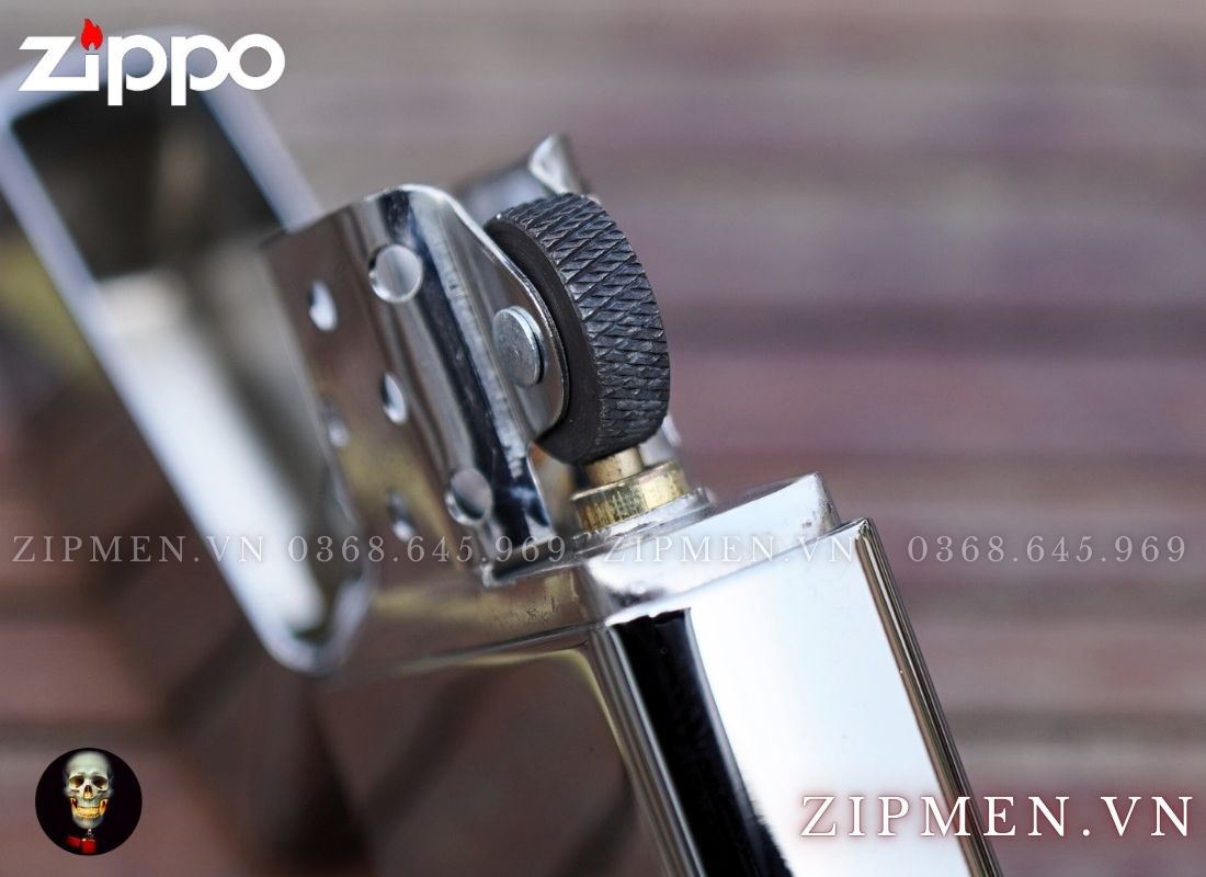 Zippo 46396-Zippo armor trắng bóng logo ngọn lửa