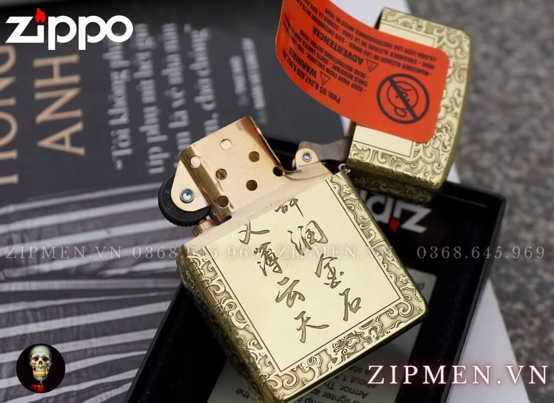 Bật lửa zippo armor vỏ dày hình mặt quan vân trường cao cấp chính hãng