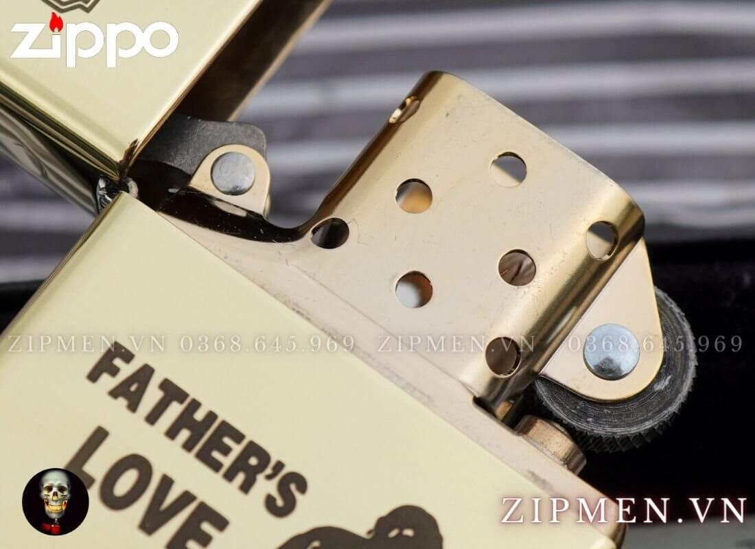 Bật lửa zippo armor đồng nguyên khối chủ đề tình yêu của cha cao cấp | Bật lửa zippo chính hãng