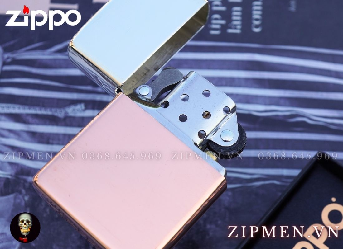 zippo lưỡng kim bạc khối đồng đỏ