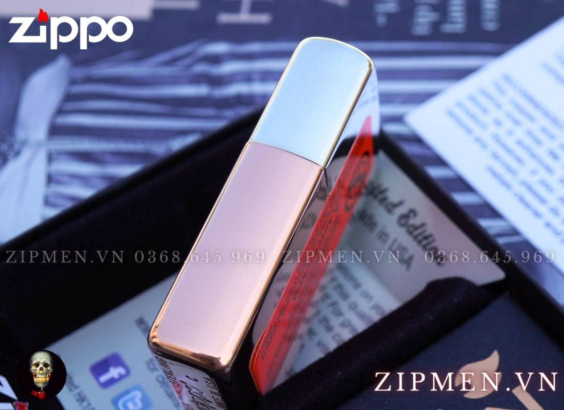 zippo lưỡng kim bạc khối đồng đỏ