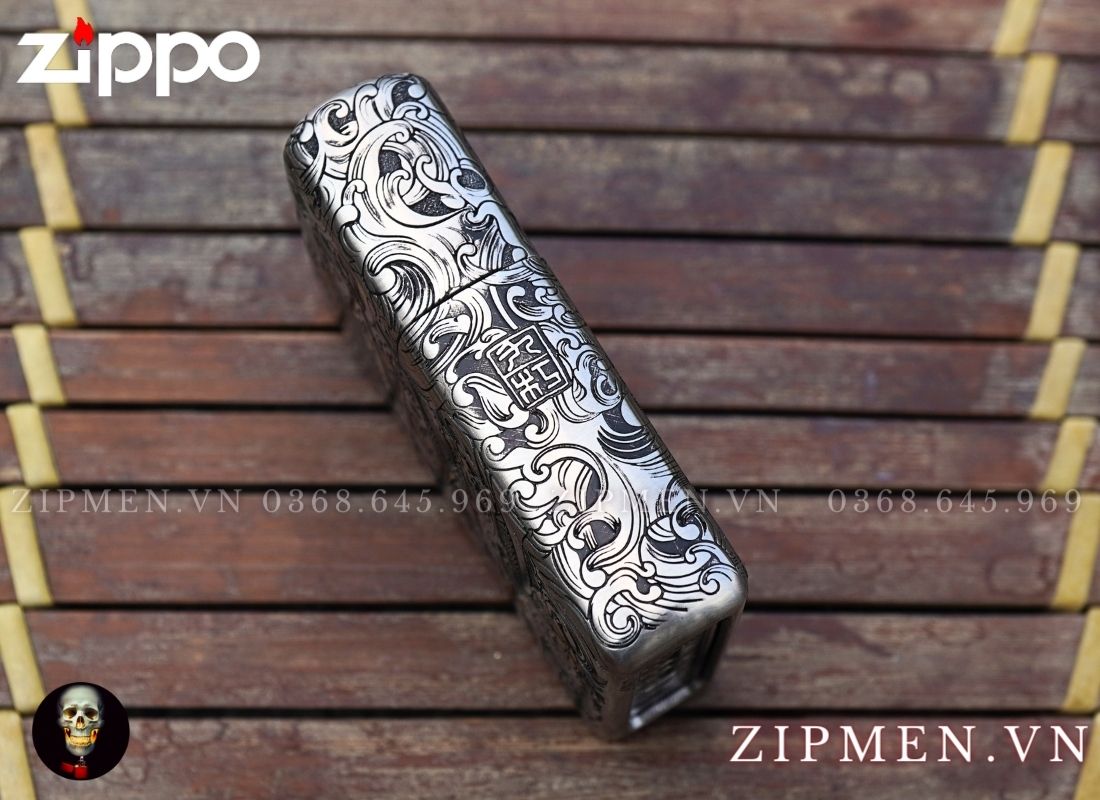 bật lửa zippo cá chép vượt ngũ môn bọc thép xuất Nhật